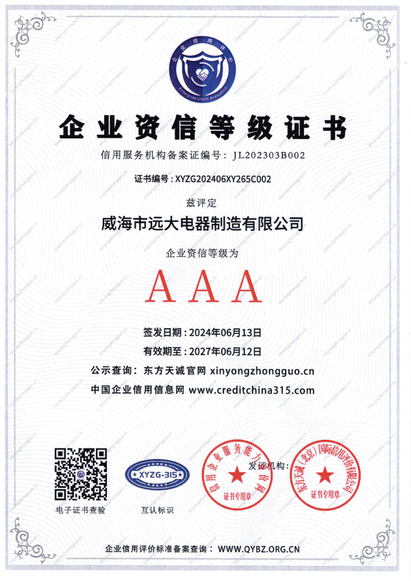 企業資信等級證書